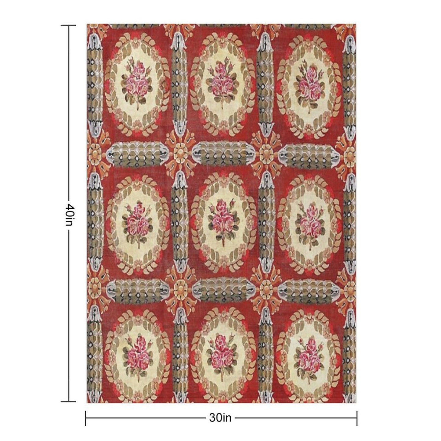 Aubusson 19th Century French Rug Print Throw Blanket