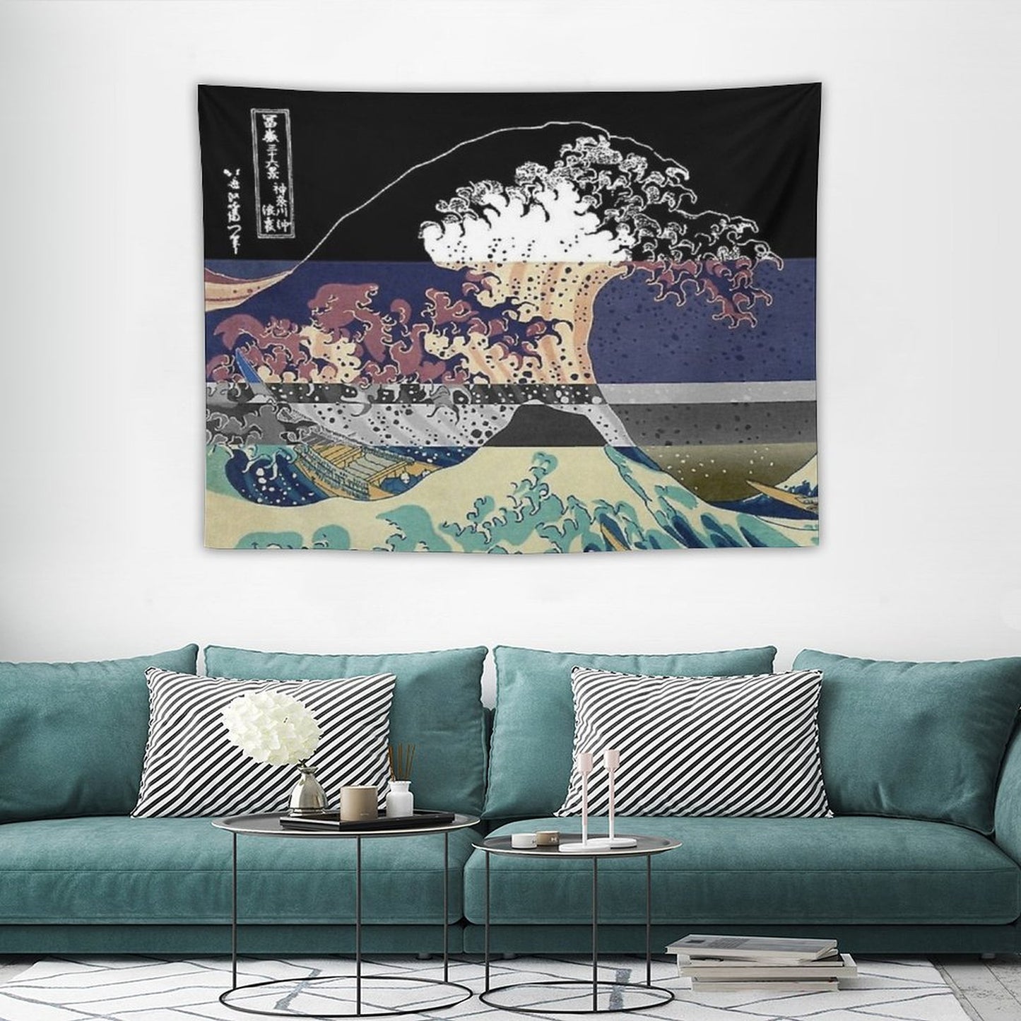 Tricolor Kanagawa Wave Tapestry