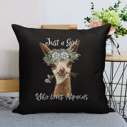 Just A Girl Who Loves Alpacas Shirt, Just A Girl Who Loves Alpaca Gifts Linen Throw Pillow Cover