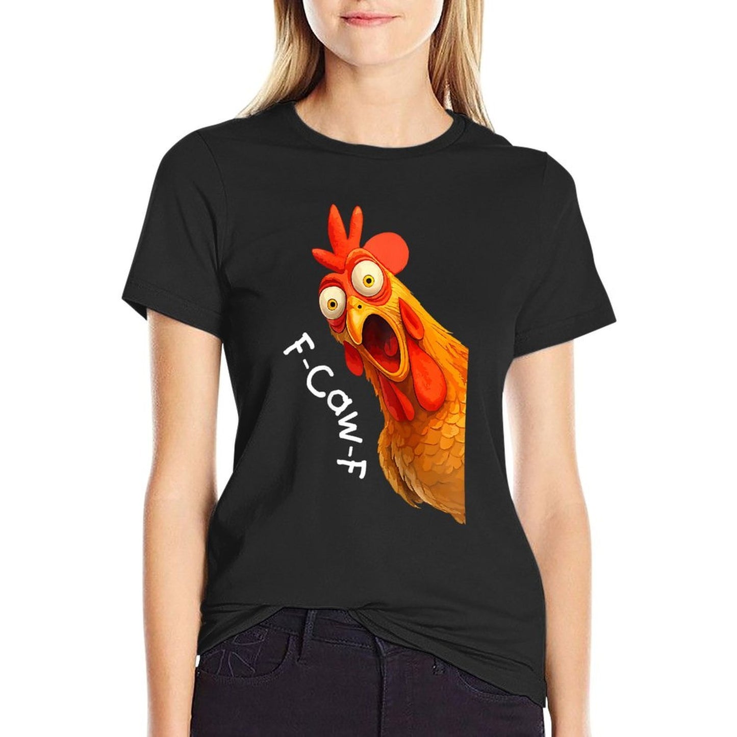 Funny F-Caw-F Chicken FCAWF Chicken Men Women  Rolled Sleeves T-Shirt
