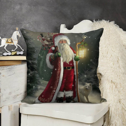 The Christmas Traveler Linen Throw Pillow Cover