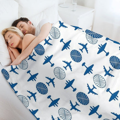 Pan Am Plane Icon Pattern Throw Blanket