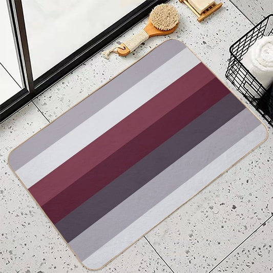 Preppy Trendy Winter Colors Ombre Grey Burgundy Red Plum Stripes Bath Mat