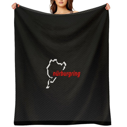 Nürburgring Carbon Fiber White  Red Throw Blanket