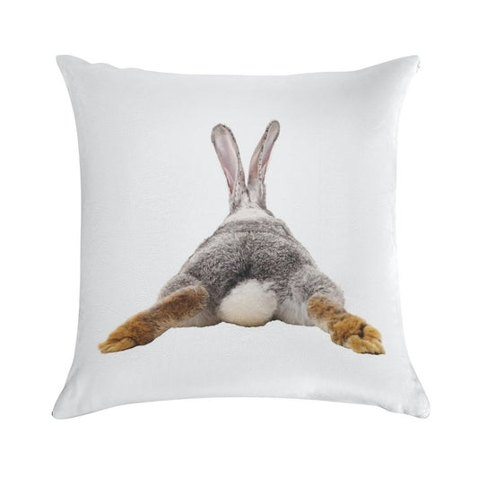 Cute Bunny Rabbit Tail Butt Image Picture Soft Bedroom Essential Throw Pillow