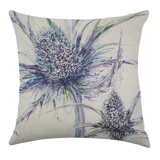 Wild Thistle Linen Throw Pillow Cover