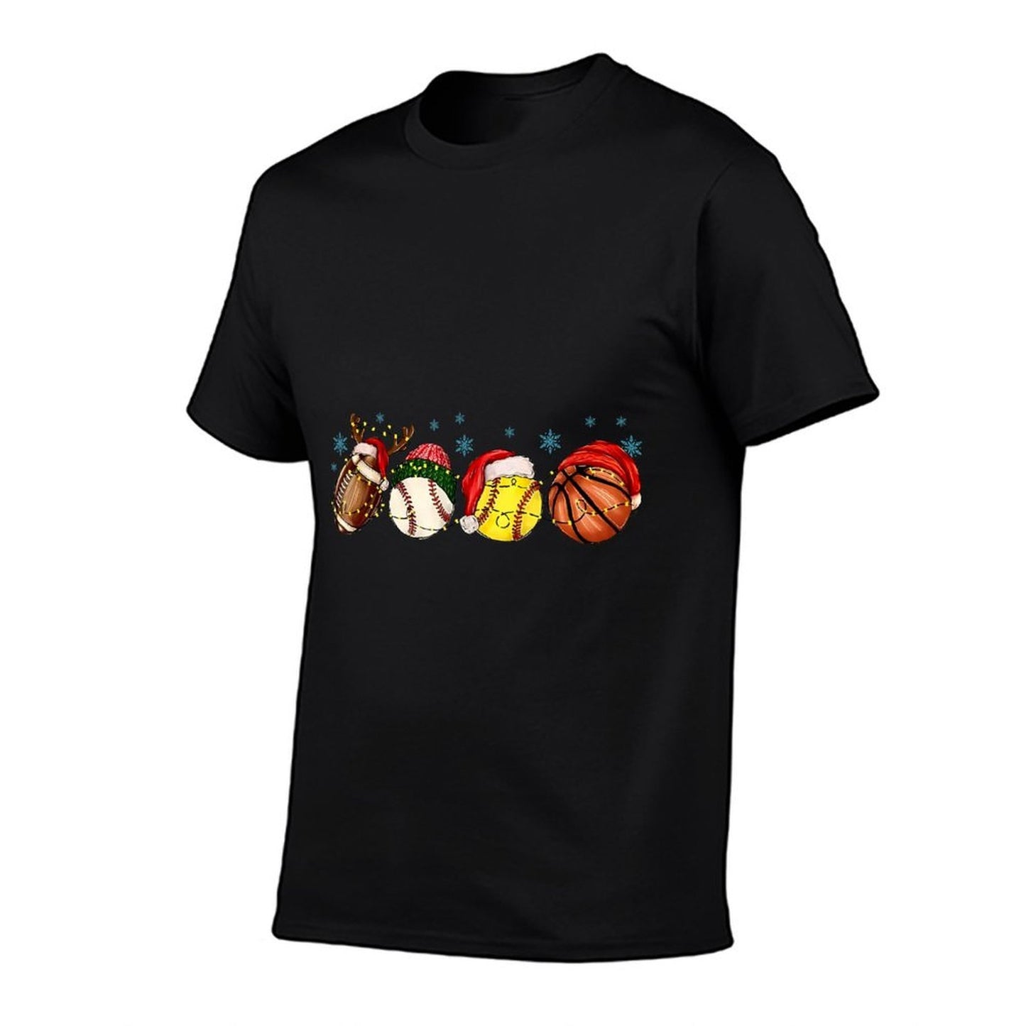 Santa Sports Boys Xmas Baseball Football Softball Basketball  Summer-ready Fabric T-Shirt