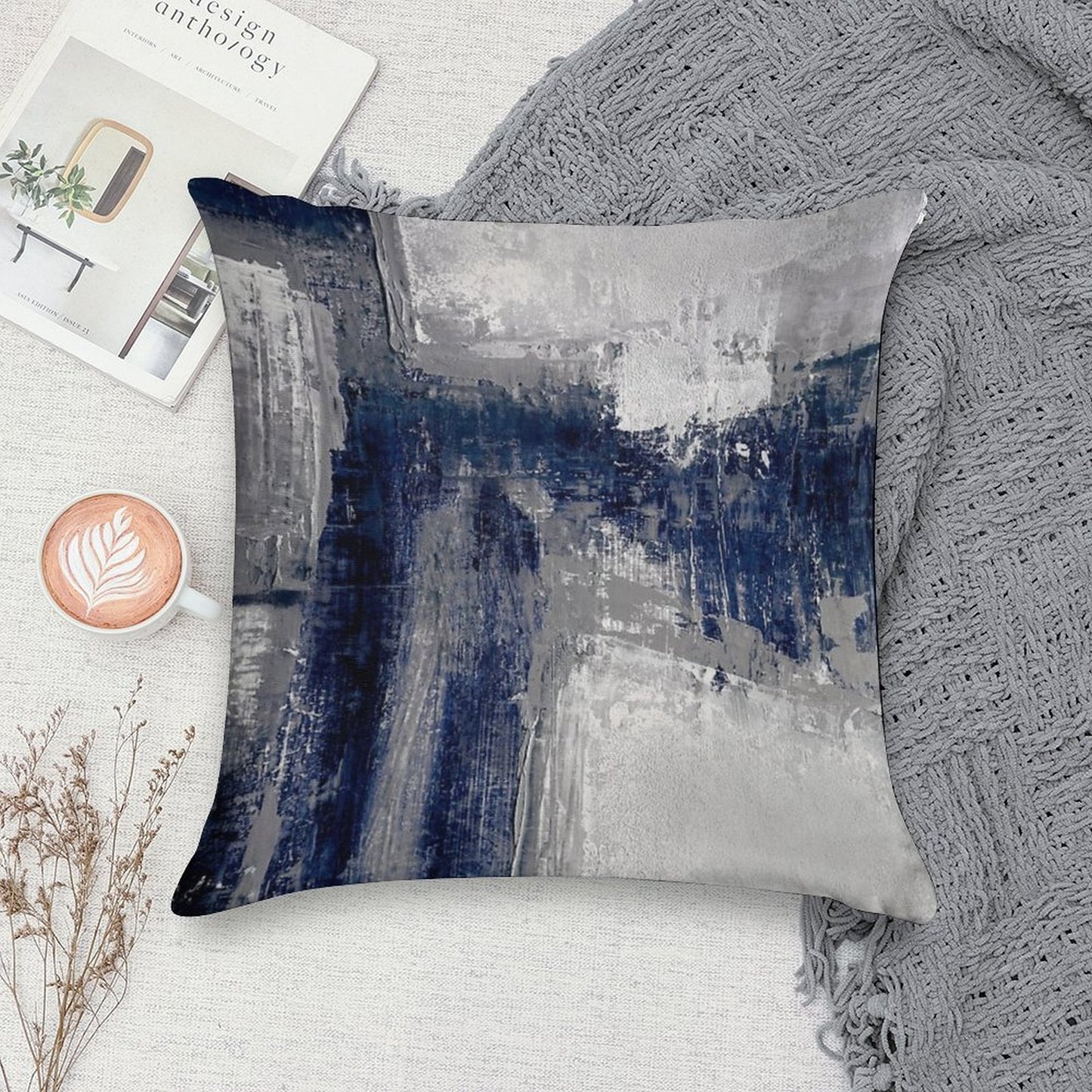Blue Gray Abstract Soft Ultra-Soft Texture Throw Pillow