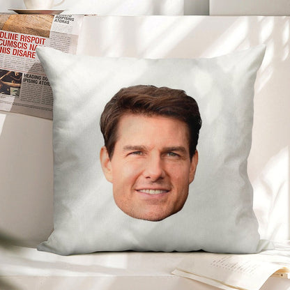 Tom Cruise Face Cutout Linen Throw Pillow Cover