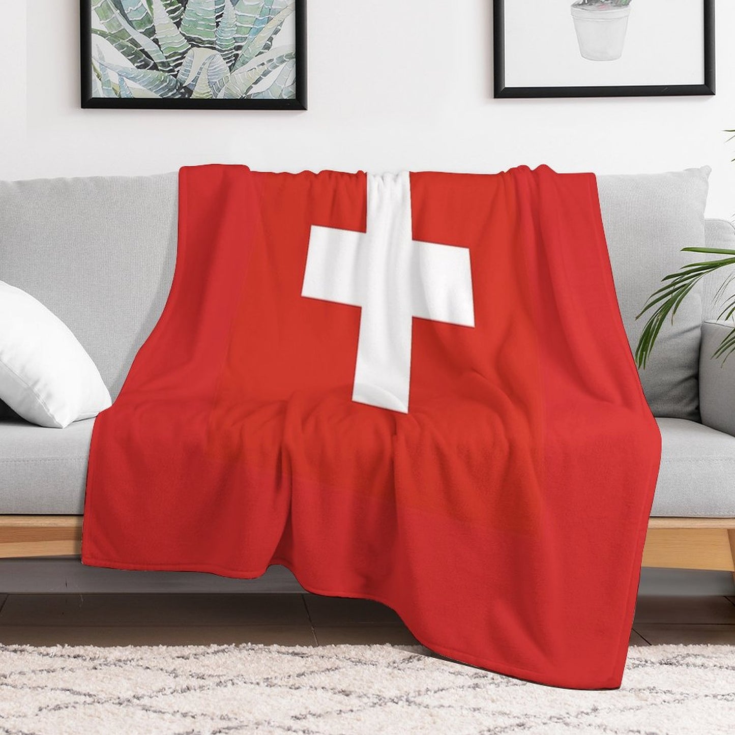 Switzerland National Flag T-Shirt - Swiss Sticker Bedspread Duvet Throw Blanket