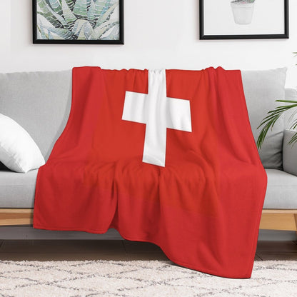 Switzerland National Flag T-Shirt - Swiss Sticker Bedspread Duvet Throw Blanket
