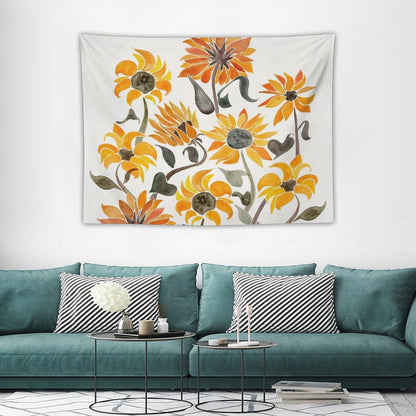 Sunflower Watercolor – Yellow & Black Palette Tapestry