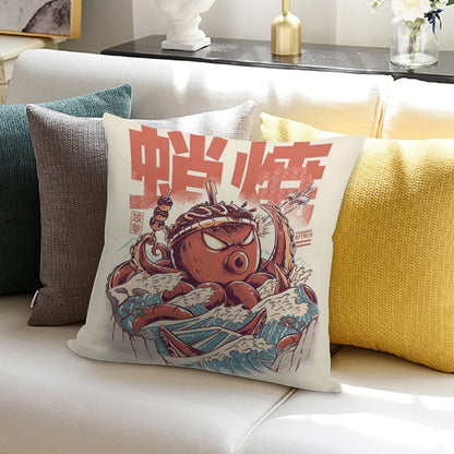 Takoyaki Attack Soft Washable Throw Pillow