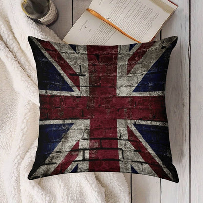 Grunge UK Flag, Great Britain, Punk Style Distressed Wall Linen Throw Pillow Cover