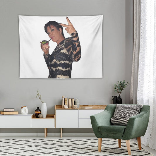 Kris Jenner Peace Sign Tapestry