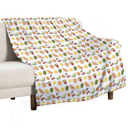 Fresh Fruit, Hand Drawn Fruit, Summer Fruit, Fruit All over Print Throw Blanket