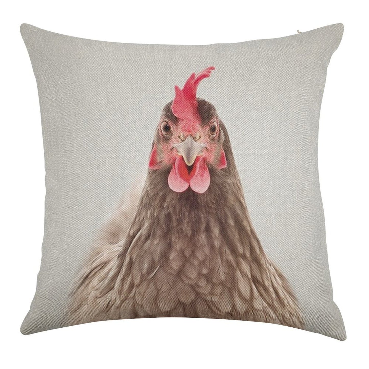 Chicken - Colorful Linen Throw Pillow Cover