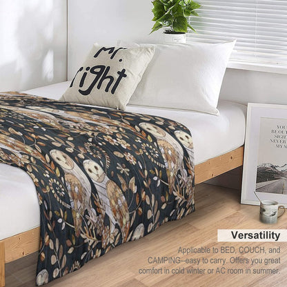 Wooden Wonderland Barn Owl Collage Throw Blanket