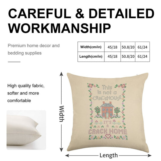 A Crack Home - Cross Stitch Embroidery Linen Throw Pillow Cover