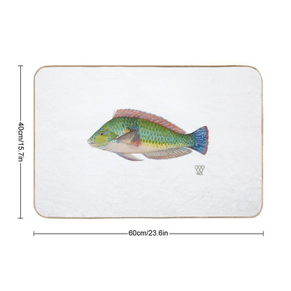 Green Parrot Fish Bath Mat