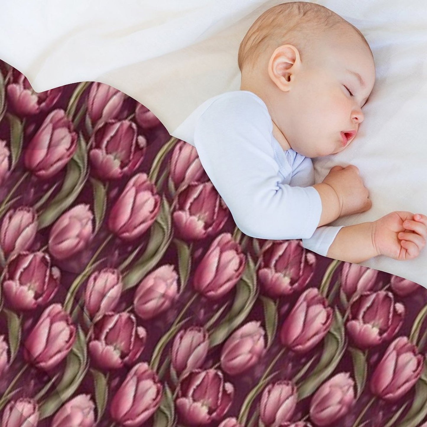 Pretty Pink Tulips Pattern Throw Blanket