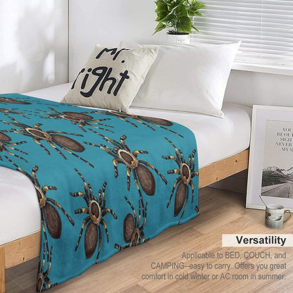 Tarantula on Blue Throw Blanket