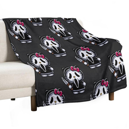 Scream Kitty Halloween Throw Blanket