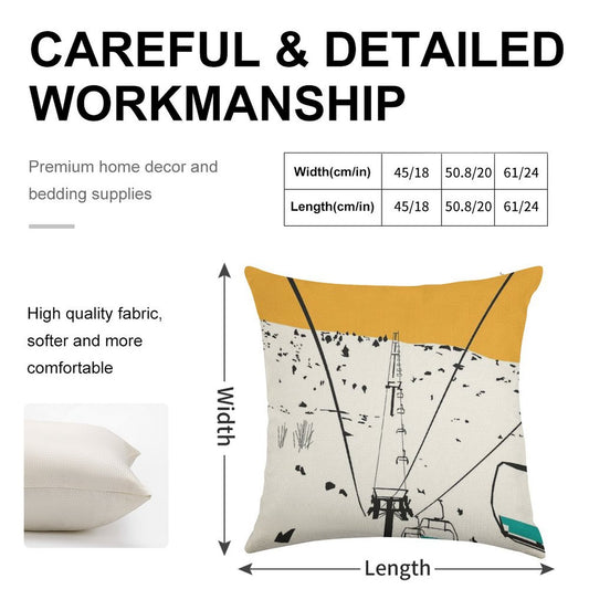 Ski Linen Throw Pillow Cover
