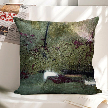 Sage And Plum Textured Abstract Linen Throw Pillow Cover