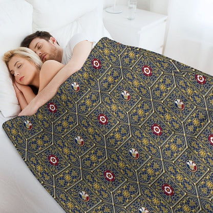 Hampton Court Renaissance Heraldic Tudor Rose Throw Blanket