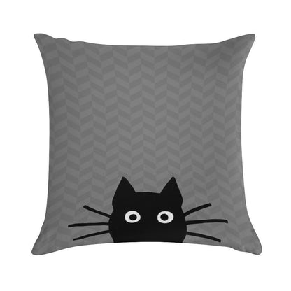 Black Cat Face Soft Gift Ready Throw Pillow