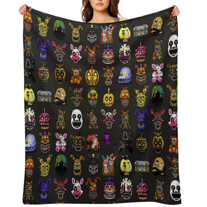 Five Nights at Freddy's - Pixel Art - Multiple Characters New Set Throw Blanket