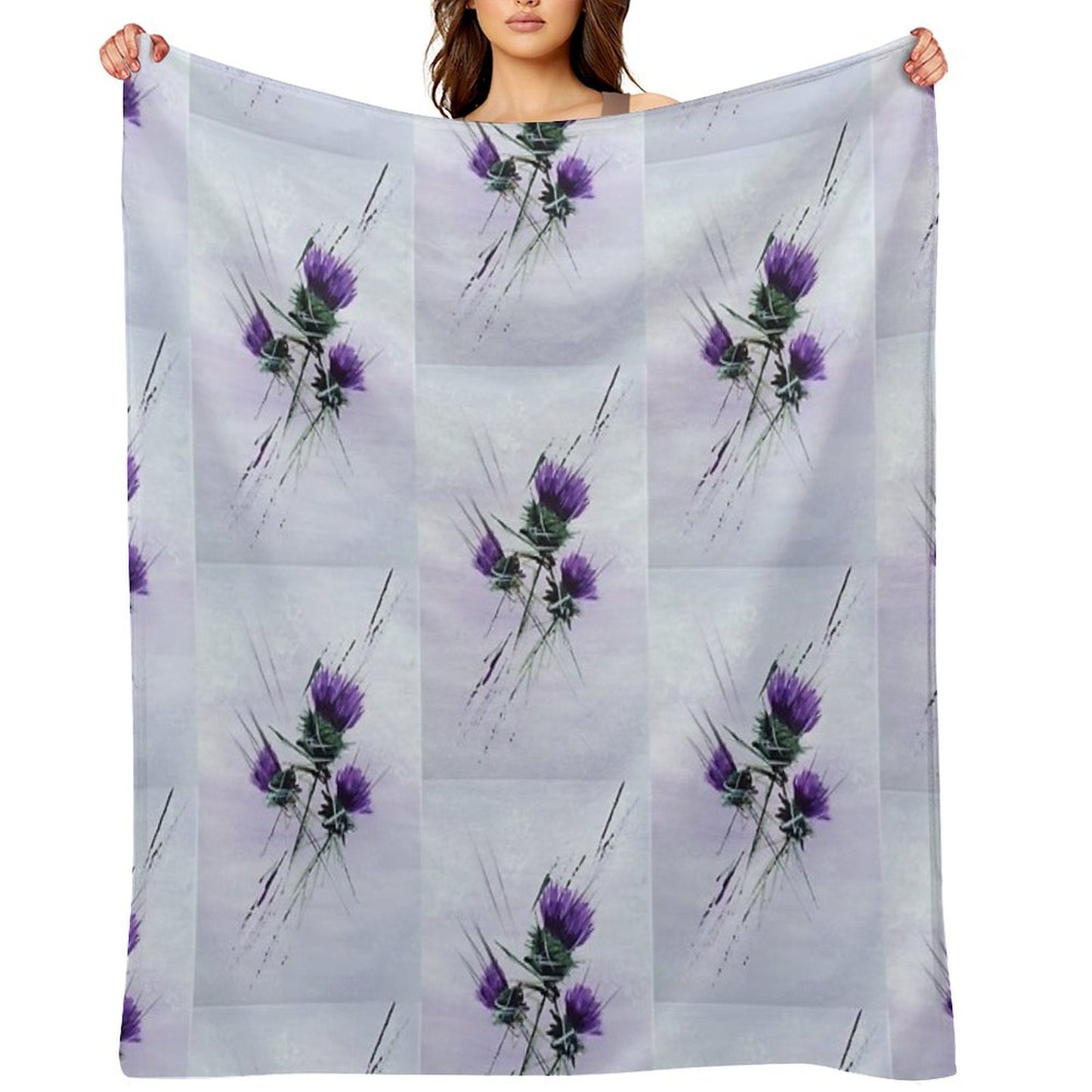 Scottish Thistles Artwork in A Contemporary Style Throw Blanket