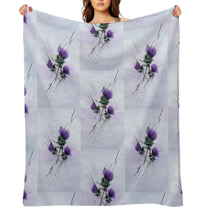 Scottish Thistles Artwork in A Contemporary Style Throw Blanket