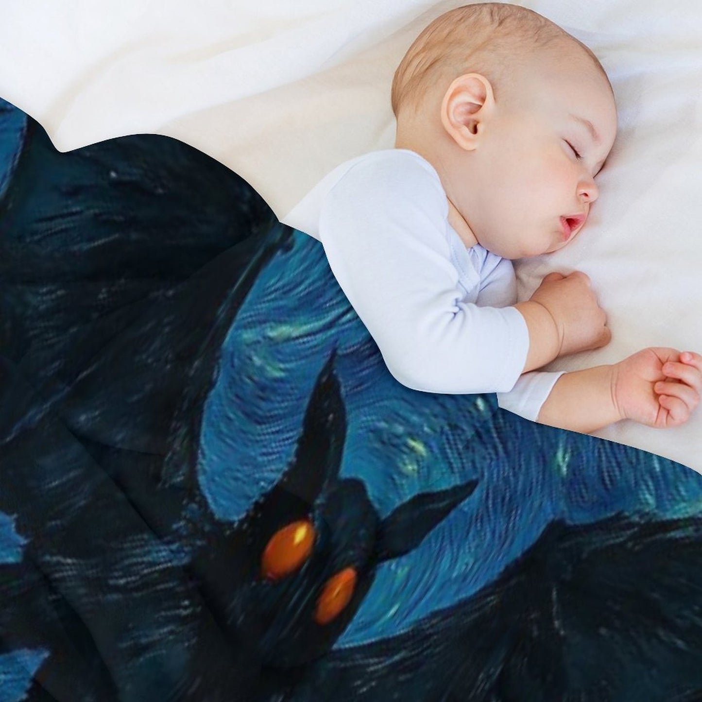 Mothman Over Point Pleasant on A Starry Night Throw Blanket