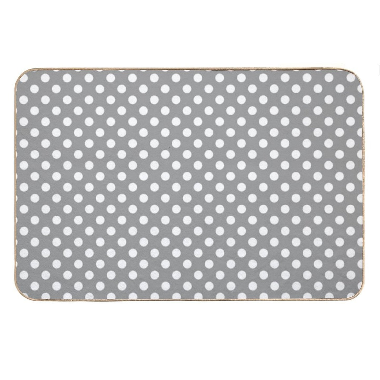 White Polka Dots on Gray Background Bath Mat