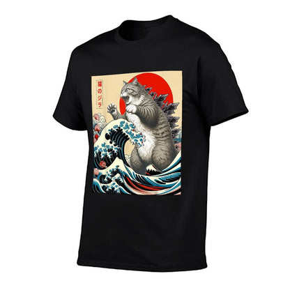 Catzilla Cat Japanese Art Funny Cat Gifts For Men Women Kid  Moisture-wicking T-Shirt