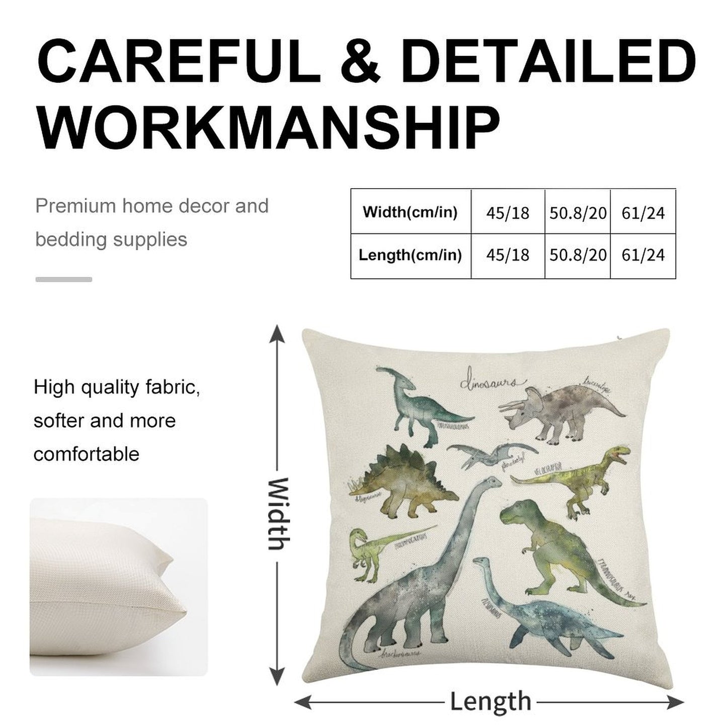 Dinosaurs Linen Throw Pillow Cover