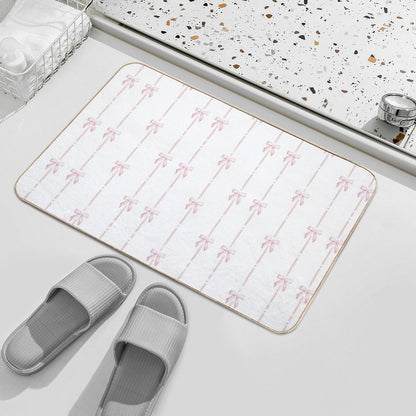 Pink Bow Ribbon Coquette Bath Mat