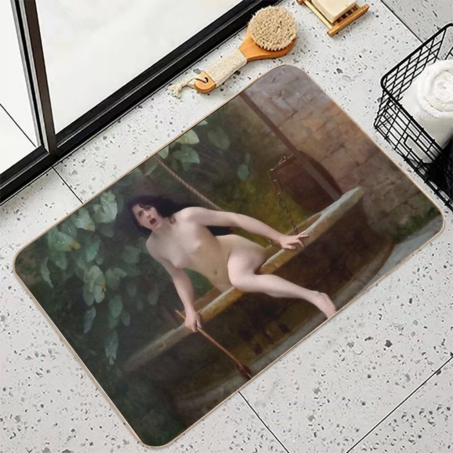 TRUTH COMING OUT OF HER WELL TO SHAME MANKIND - JEAN-LEON GEROME Bath Mat