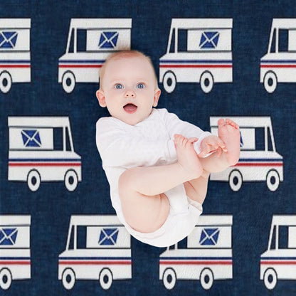 Mail Trucks - Blue Throw Blanket