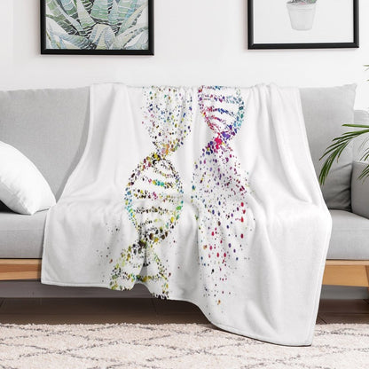 DNA, Watercolor Art,Dna Double Helix Genetic Throw Blanket