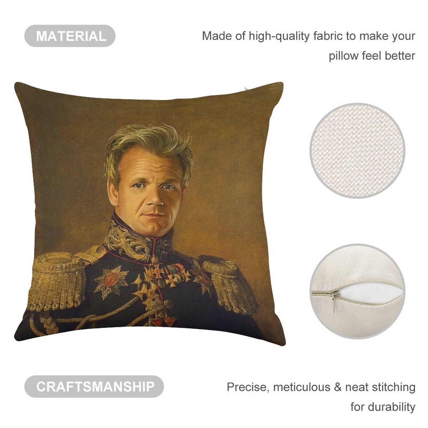 Gordon Ramsay - Replaceface Linen Throw Pillow Cover