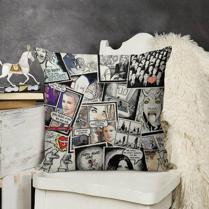 Peyton's Artwork Collage Linen Throw Pillow Cover