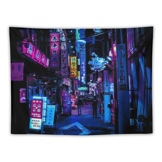 Blue Tokyo Alleys Tapestry
