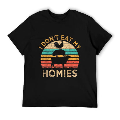 Vegetarian I Don&#39;t Eat My Homies Funny Vegan Retro T-Shirt