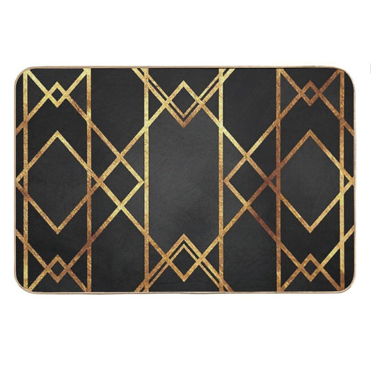Black Gold Geometric Bath Mat