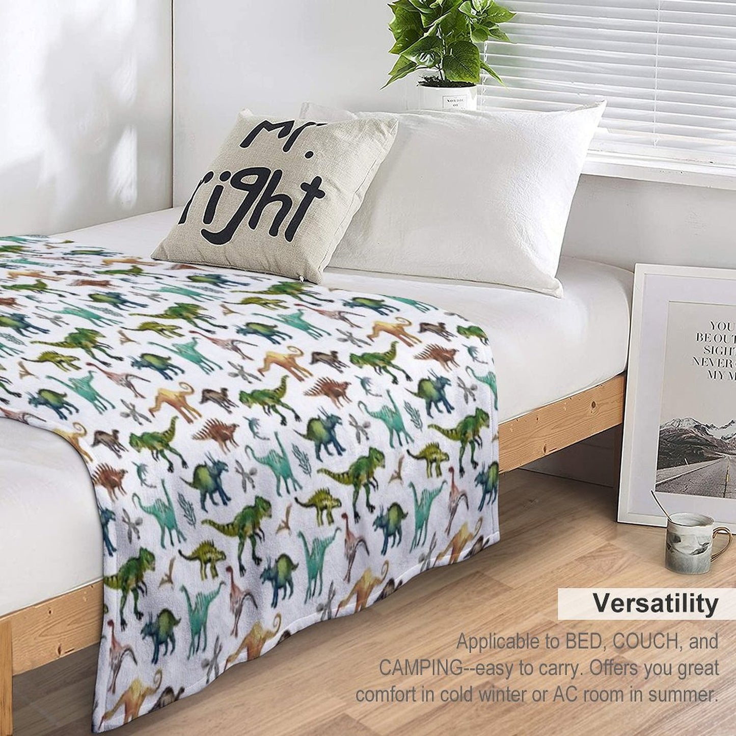 Dino-Mite Dreams for Kids  Trendy Dinosaur Pattern  Unique Gift Idea. Throw Blanket