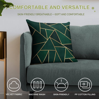 Green & Gold Pattern Soft Luxury Feel Throw Pillow