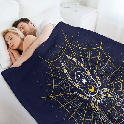 Celestial Spider on Starry Web Throw Blanket